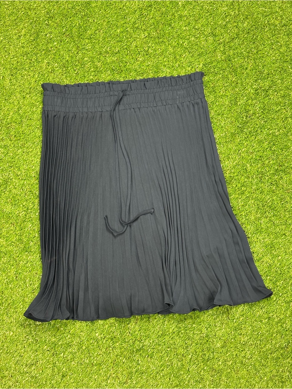 H&M Navy Pleated Skater Skirt with Drawstring